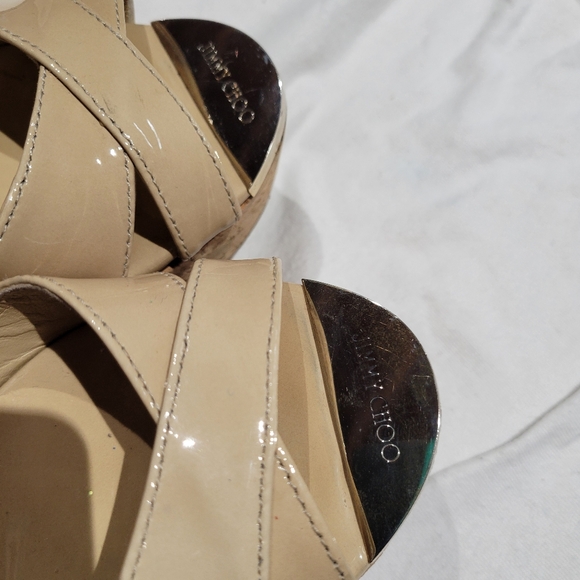 Jimmy Choo Patent Leather Nude Wedges.  Size 5 - Picture 9 of 9